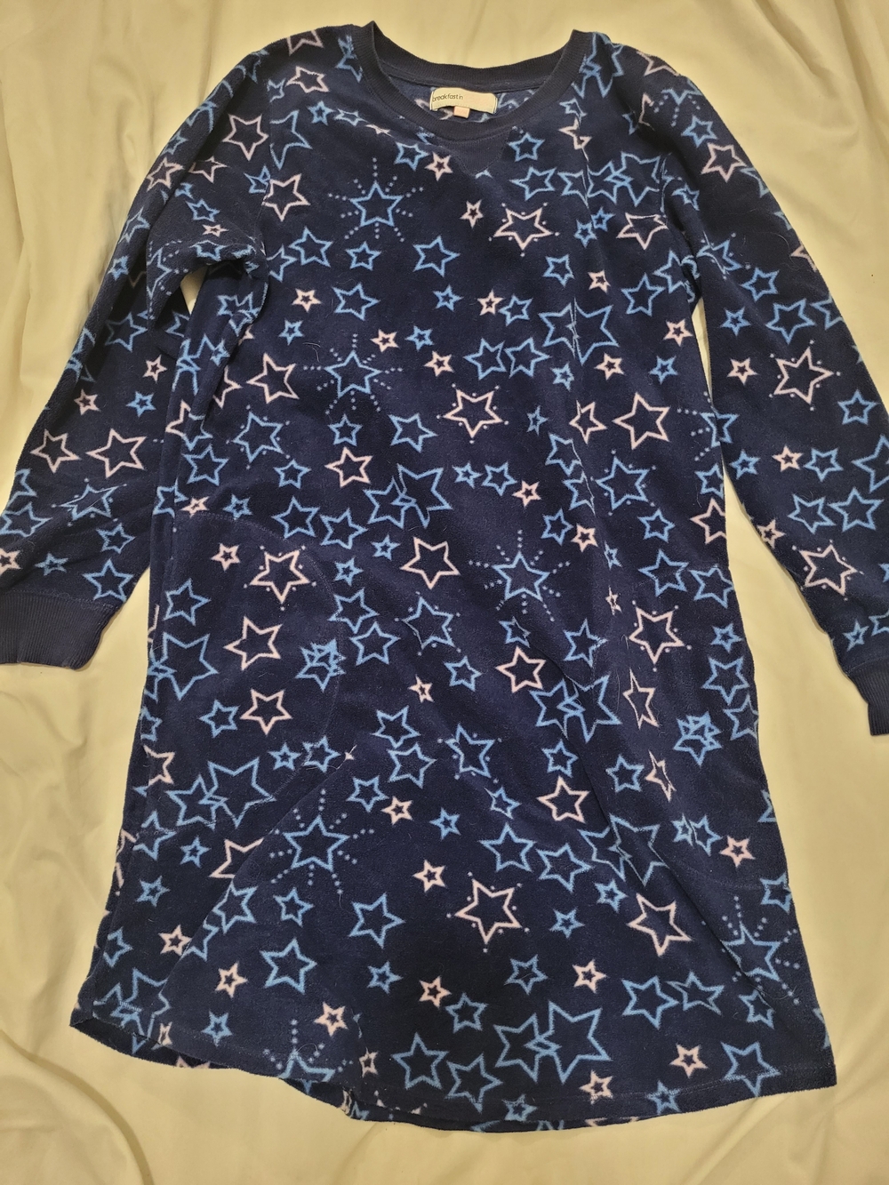 Girls Navy Star-Print Long Sleeve Nightgown